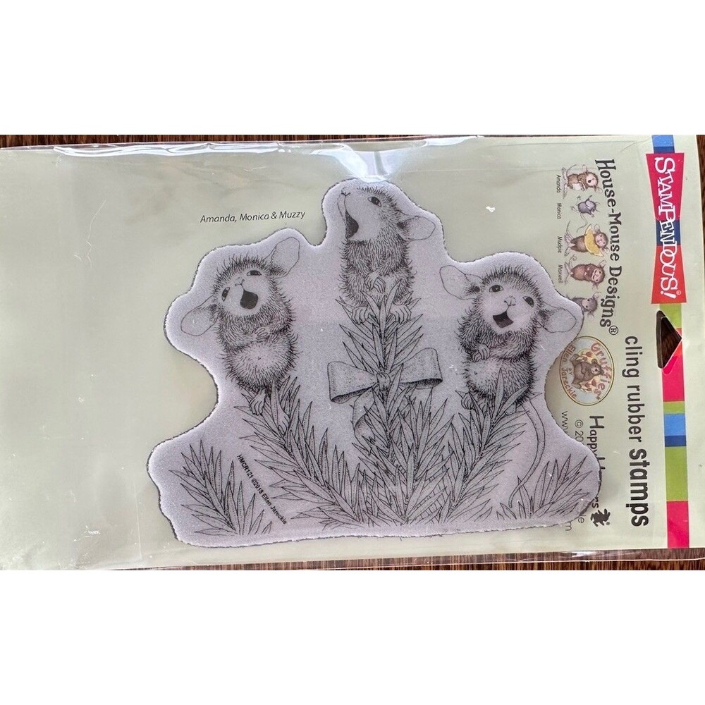 STAMPENDOUS House Mouse Pine Carolers Cling Mount Stamp Christmas HMCR121